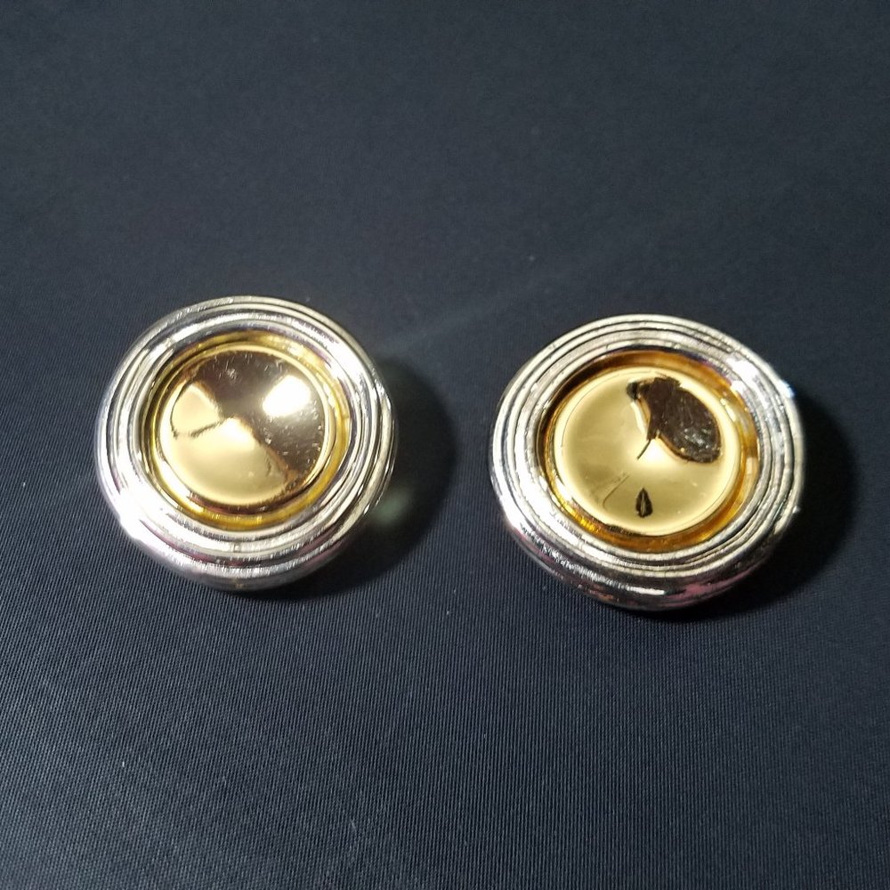 Vintage Givenchy signed clip-on iconic earrings gold and silver tone.